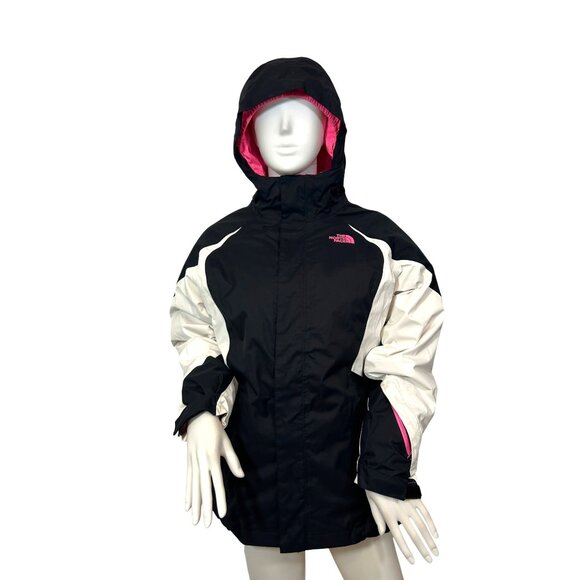 North Face Girls’ Winter Jacket XL 18  Black Pink White Hooded 2 in 1 Insulated - Picture 2 of 15